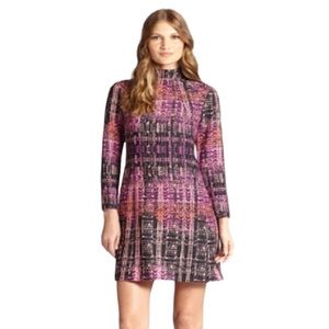 Nanette Lepore Mockneck Pink and Black Long Sleeve Shift Dress
